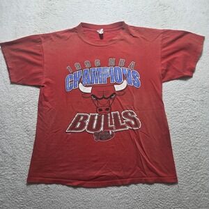 Vintage Miro Chicago Bulls 1996 NBA Champions T-Shirt Size‎ Large Faded Distress